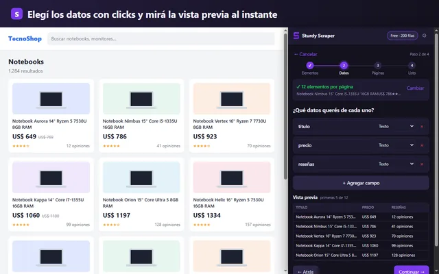2. Marcá las columnas con clicks